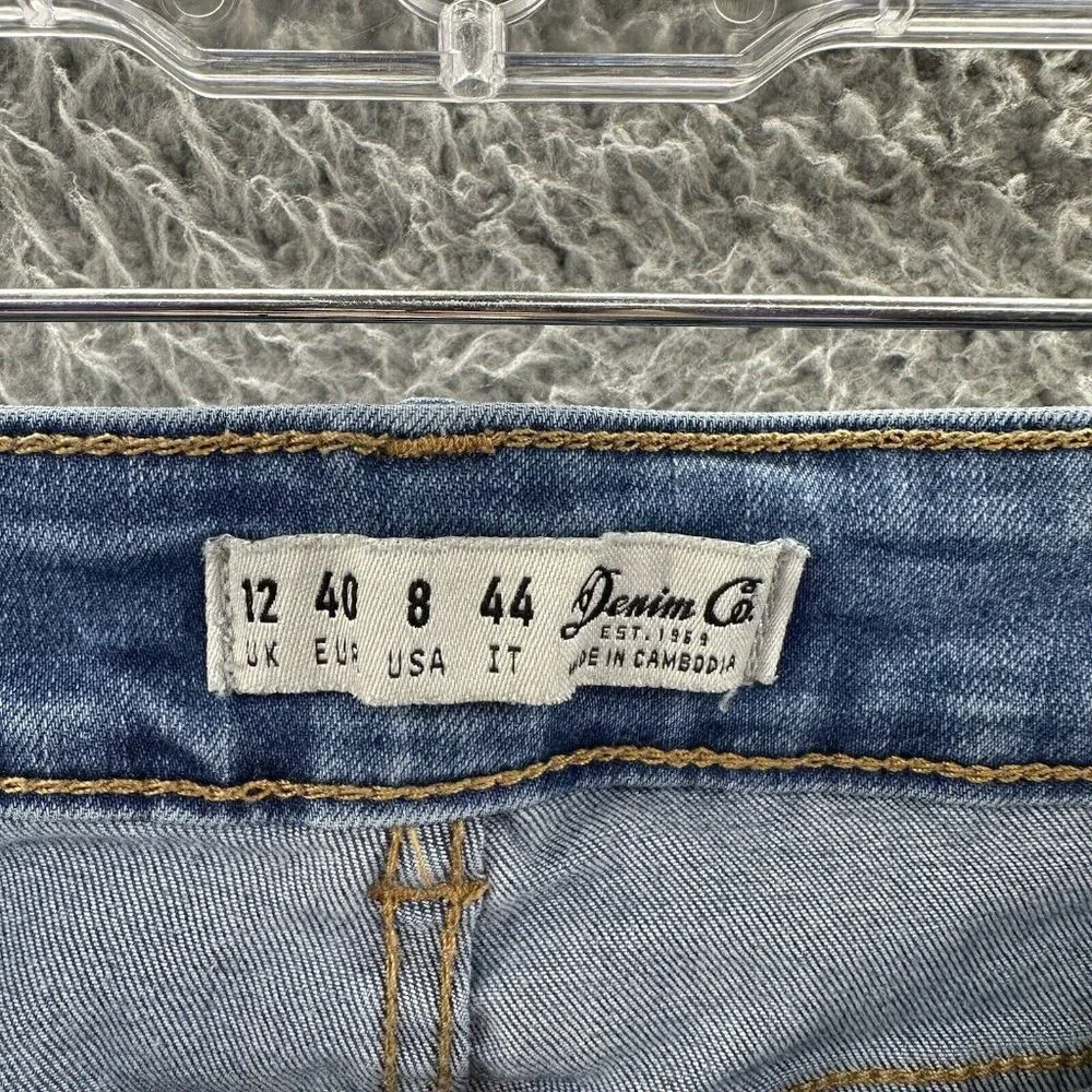 Denim Co Jeans Women's 8 Blue Light‎ Wash Denim Distressed Ankle Skinny Jeans